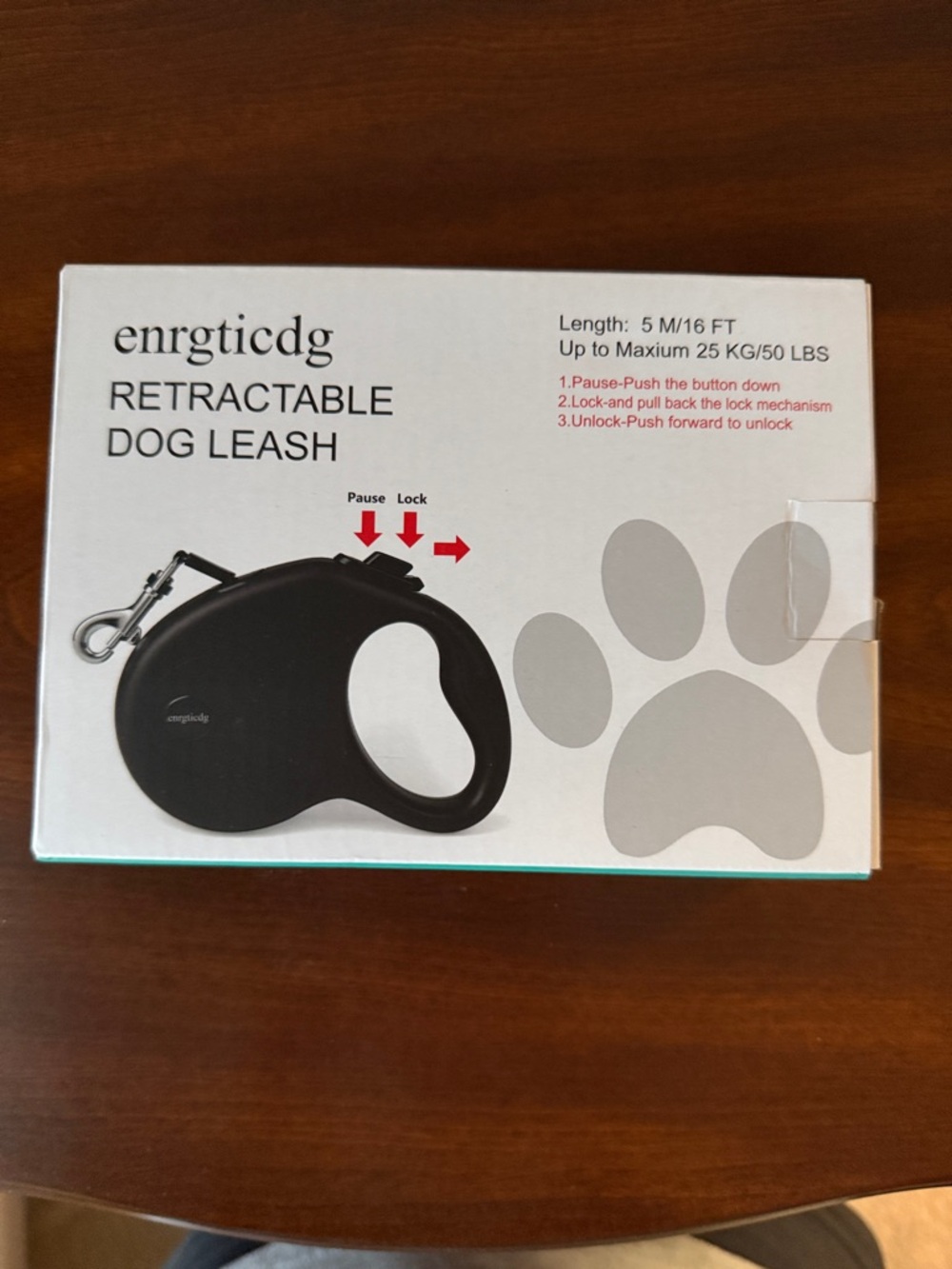 Black Retractable Dog Leash - 5M / Up to 25 kg